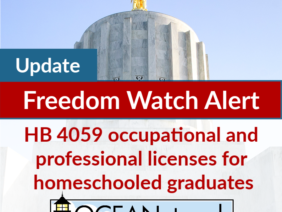 Update on HB 4059 occupational and professional licenses for homeschooled graduates