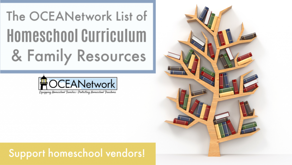 Shop great homeschool curriculum and resources with this big list from OCEANetwork! This is a great opportunity to support homeschool exhibitors who work hard to serve homeschool families with quality materials.