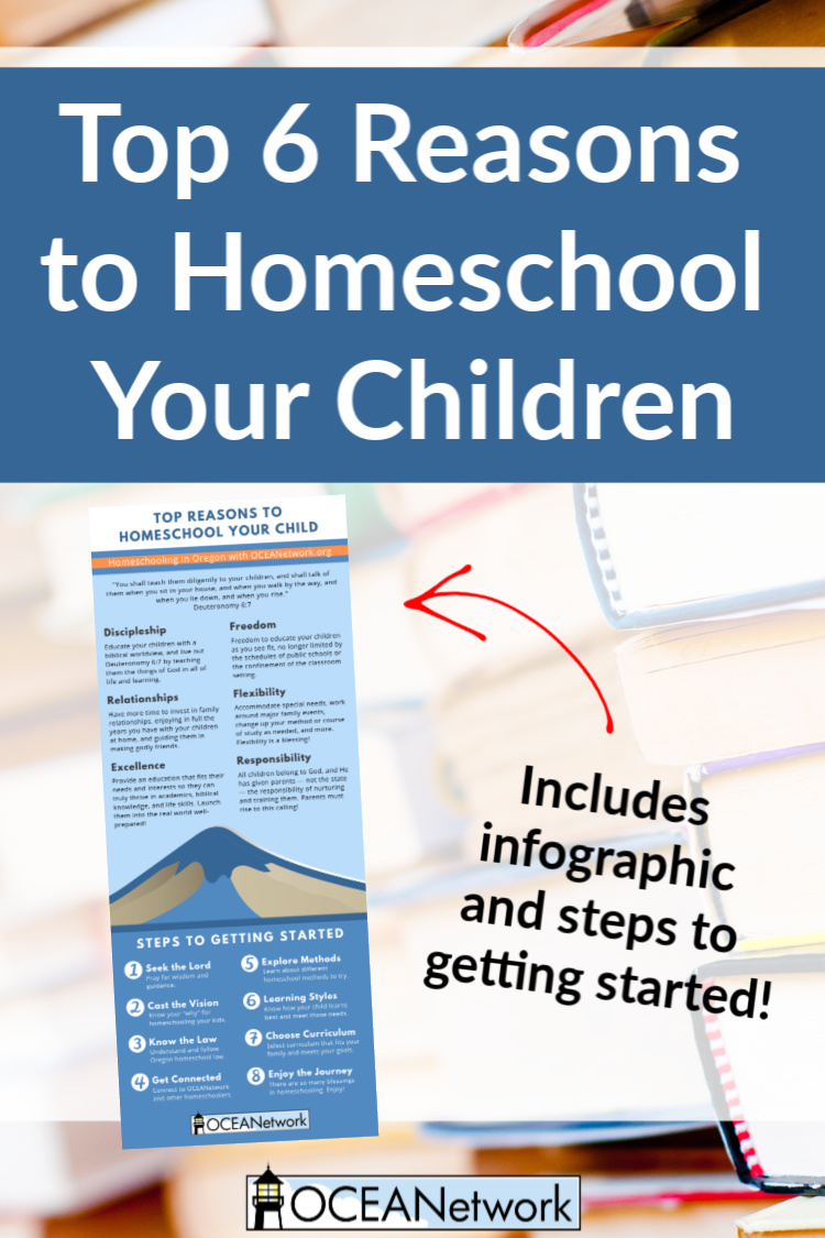 Getting started homeschooling in Oregon? Here are the top 6 reasons to homeschool your children, with an infographic and steps to getting started!